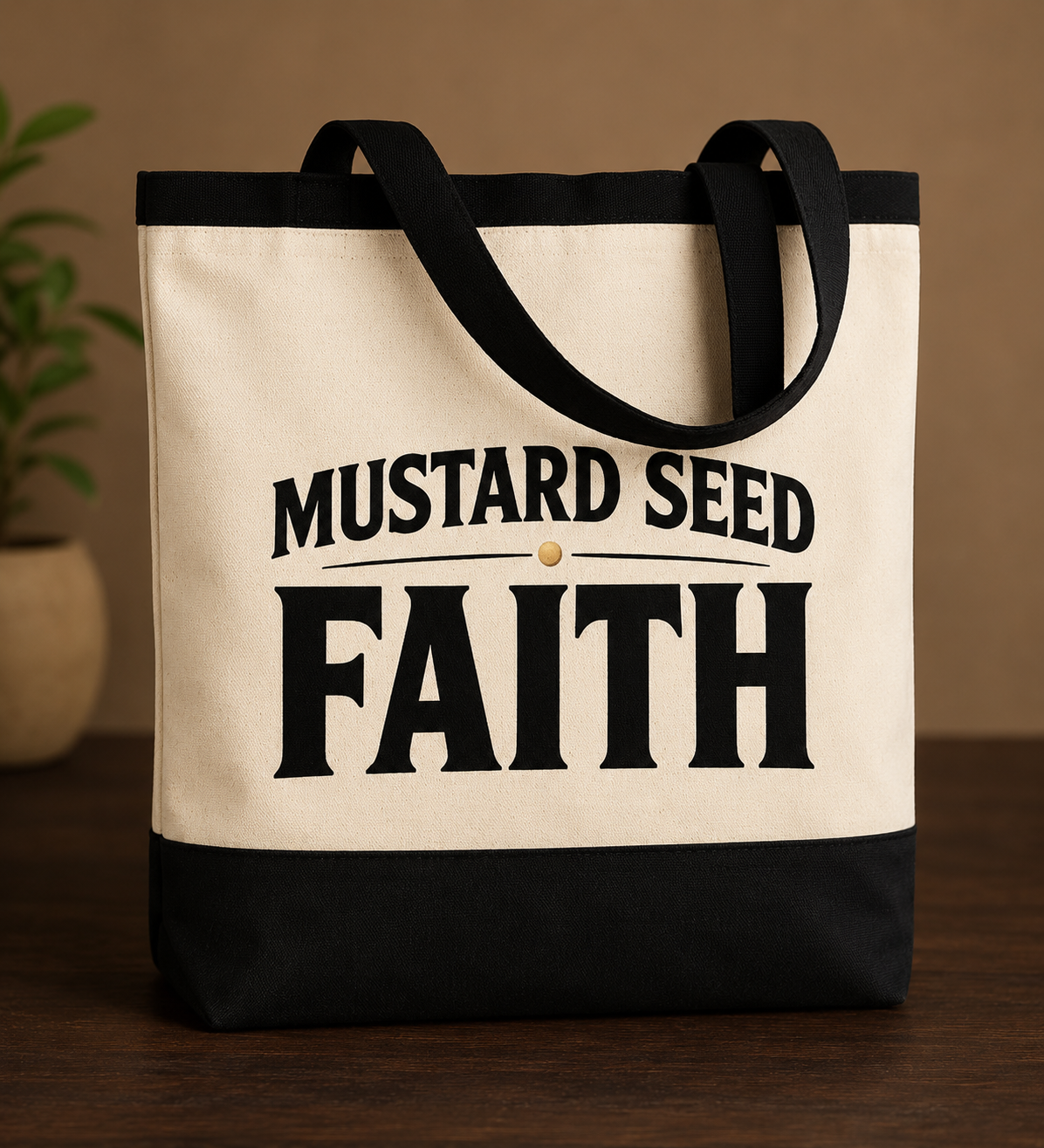 Mustard Seed Faith Tote - Black