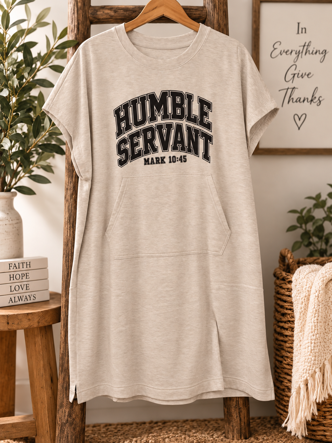Humble Servant Fleece Dress – Mark 10:45 (Wheat)