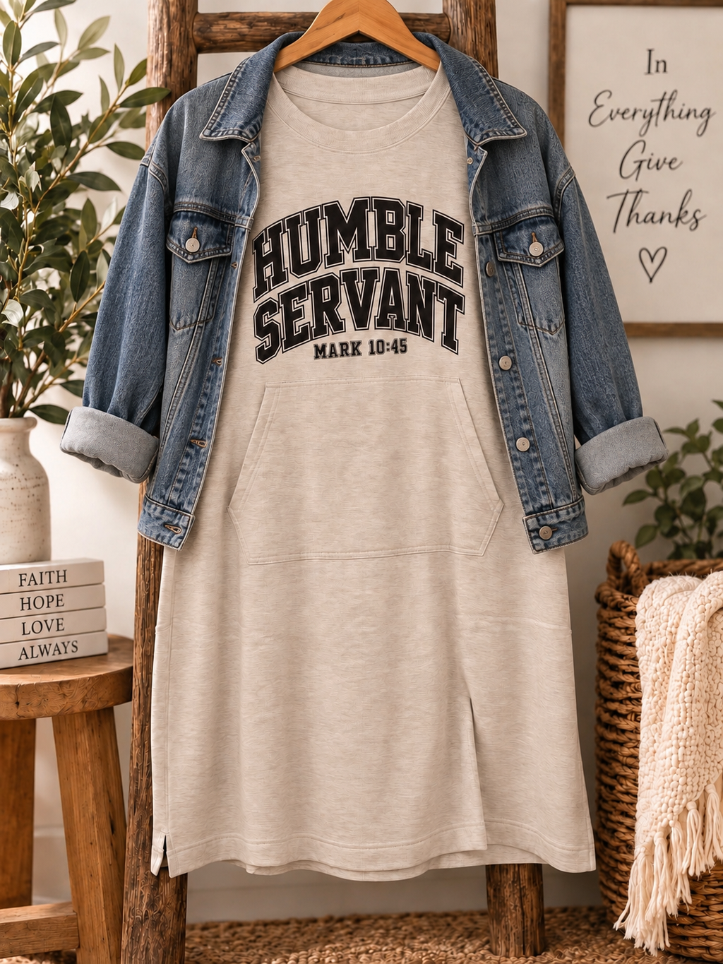 Humble Servant Fleece Dress – Mark 10:45 (Wheat)