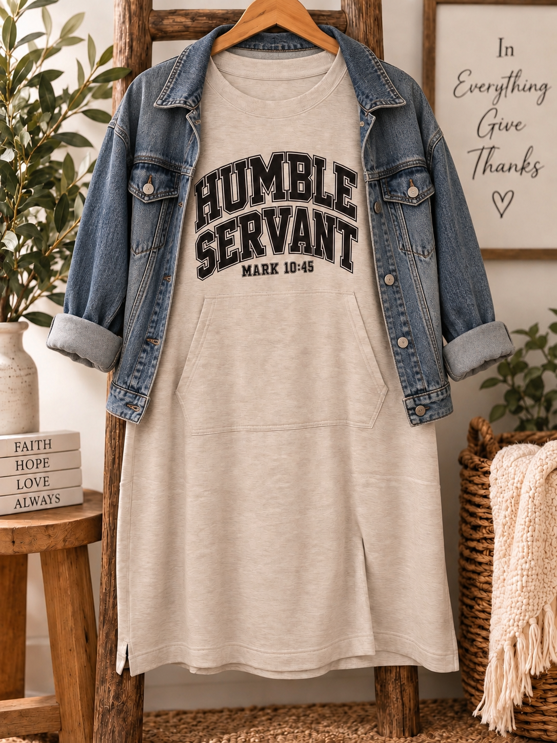 Humble Servant Fleece Dress – Mark 10:45 (Wheat)