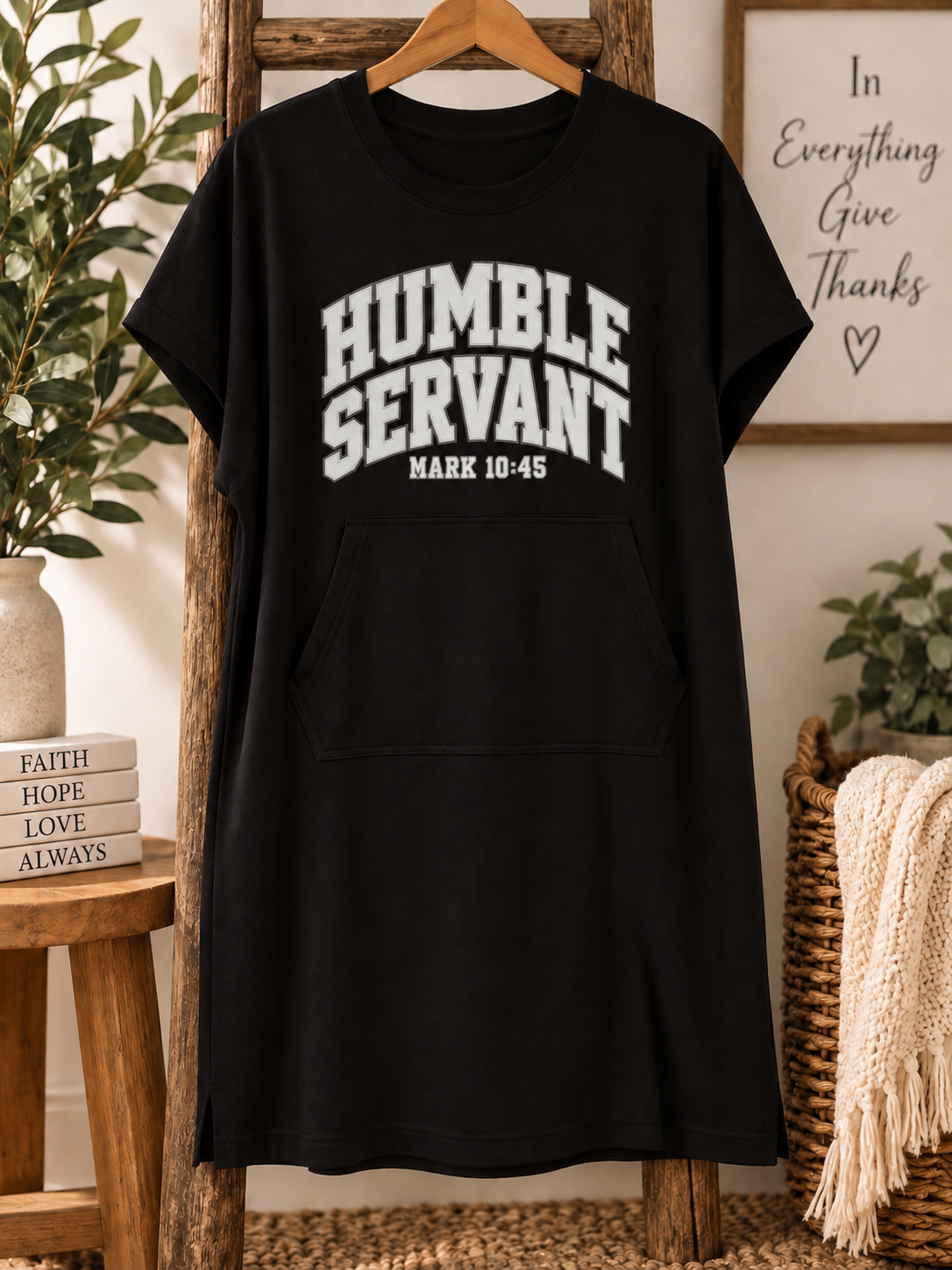 Humble Servant Fleece Dress – Mark 10:45 (Black)