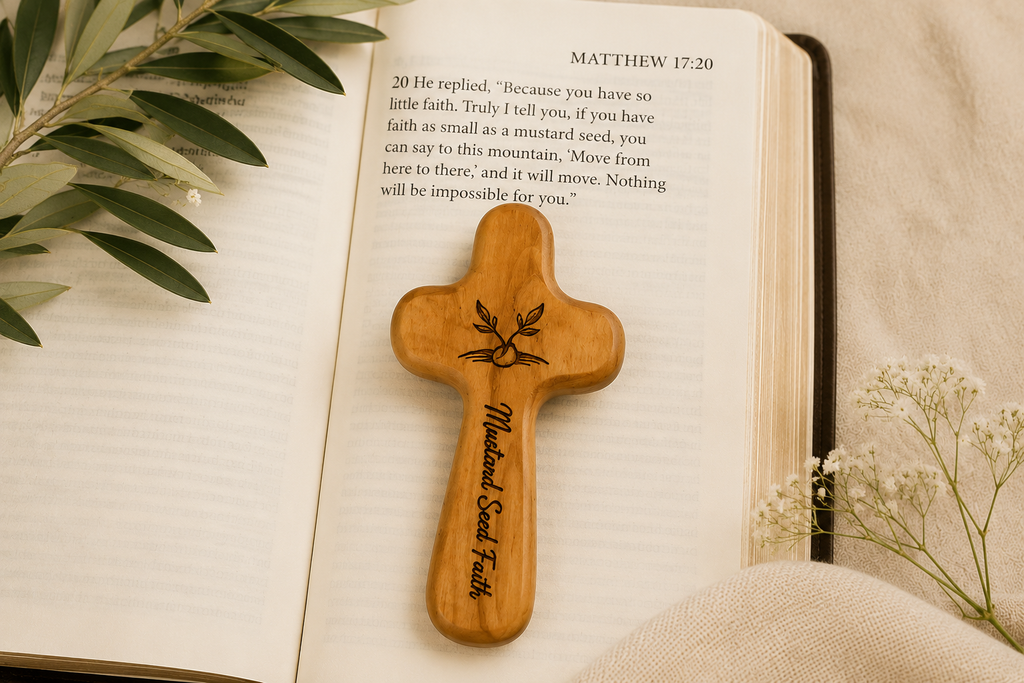 Move Mountains Wood Pocket Cross